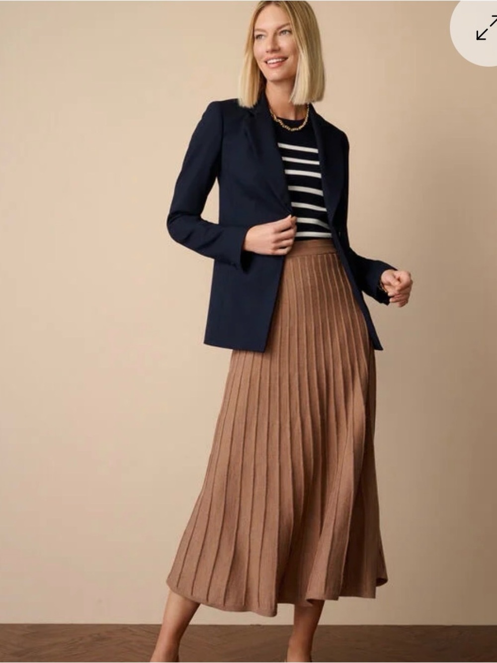 Talbots Carmel Pleated Fit and Flare Midi Skirt